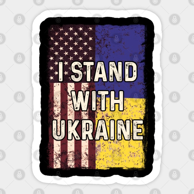 American Ukrainian Flag Stand with Ukraine Sticker by Scar